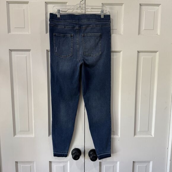 Spanx Distressed Denim Jeans Stretch Ankle Skinny Frayed Medium Wash Pull On XL - Picture 3 of 11